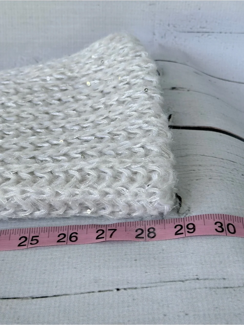 Mixit White Knit Infinity Scarf with Silver Threading